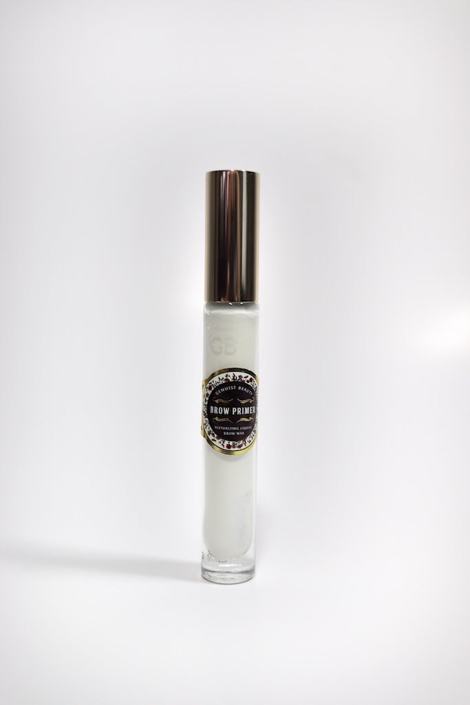 Genuist Beauty Brow Primer- a texturizing liquid brow wax with maximum hold for brow styling