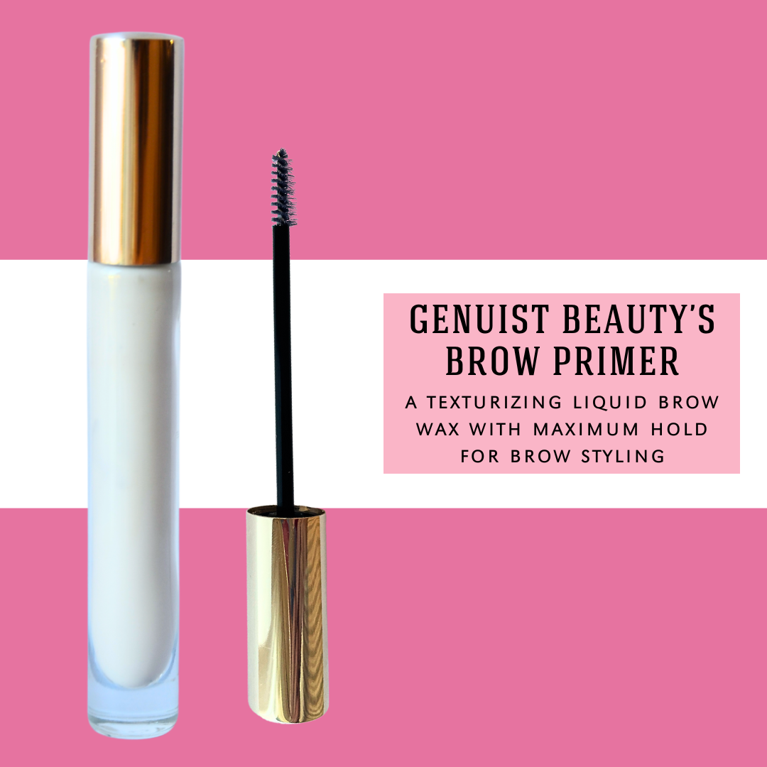 Genuist Beauty Brow Primer- a texturizing liquid brow wax with maximum hold for brow styling