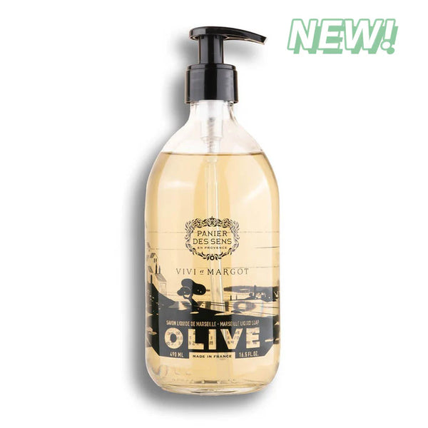 Olive Liquid Marseille Soap Glass Bottle- Panier des Sens