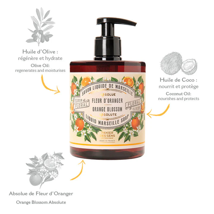 Orange Blossom Liquid Marseille Soap- Panier Des Sens- Valentine's Special- 14% Off